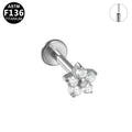 ASTM F136 Titanium 16G Flower CZ Threadless Labret 16G 8mm Cartilage Tragus Hypoallergenic Piercing Jewelry