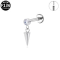 ASTM F136 Titanium 16G Spike Dangle CZ Threadless Labret Cartilage Tragus Hypoallergenic Piercing Jewelry