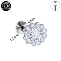 ASTM F136 Titanium 16G Halo Sunflower Paved CZ Internal Thread Labret Hypoallergenic Piercing Jewelry