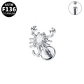 ASTM F136 Titanium 16G Internal Thread Flat Base Labret Stud Marquise CZ Scorpion Helix Cartilage Hypoallergenic Piercing Jewelry