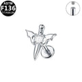 ASTM F136 Titanium 16G Internal Thread Labret Stud Square CZ Bat Sword Helix Cartilage Hypoallergenic Piercing Jewelry