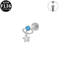 ASTM F136 Titanium 16G Internal Thread Labret Stud Blue CZ Saturn Dangle Star Helix Cartilage Hypoallergenic Piercing Jewelry