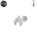 ASTM F136 Titanium 16G Internal Thread Labret Stud Five Baguette CZ V Shape Curved Helix Cartilage Hypoallergenic Piercing Jewelry
