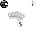 ASTM F136 Titanium 16G Internal Thread Labret Stud Five Baguette CZ Curved Row Helix Cartilage Hypoallergenic Piercing Jewelry