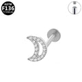 ASTM F136 Titanium 16G Internal Thread Labret Stud Paved CZ Crescent Moon Helix Cartilage Hypoallergenic Piercing Jewelry