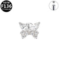 ASTM F136 Titanium 16G Internal Thread Labret Stud Marquise & Round CZ Butterfly Helix Cartilage Hypoallergenic Piercing Jewelry
