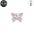 ASTM F136 Titanium 16G Internal Thread Labret Stud Colored Marquise CZ Butterfly Helix Cartilage Hypoallergenic Piercing Jewelry