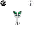 ASTM F136 Titanium 16G Internal Thread Labret Stud Marquise Round Emerald Green CZ Butterfly Hypoallergenic Piercing Jewelry