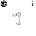 ASTM F136 Titanium 16G Internal Thread Labret Stud Three Size Graduated Bezel Round CZ Helix Cartilage  Hypoallergenic Piercing Jewelry