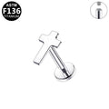 Gaby Jewelry ASTM F136 Titanium 16G Internal Thread Labret Stud Cross-Shaped Hypoallergenic Piercing Jewelry