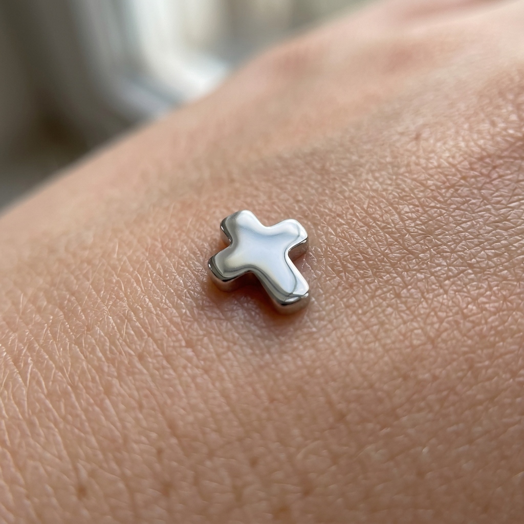 ASTM F136 Titanium 14G Cross Internal Thread Dermal Anchor Hypoallergenic Implant Grade Piercing Jewelry