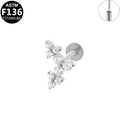 ASTM F136 Titanium 16G Three-Flower CZ Threadless Labret Hypoallergenic Piercing Jewelry