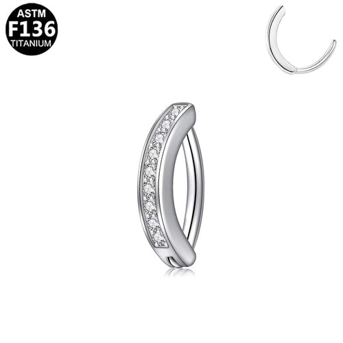 ASTM F136 Titanium 14G CZ Pave Curved Belly Button Clicker Implant Grade Belly Button Piercing Jewelry for Women