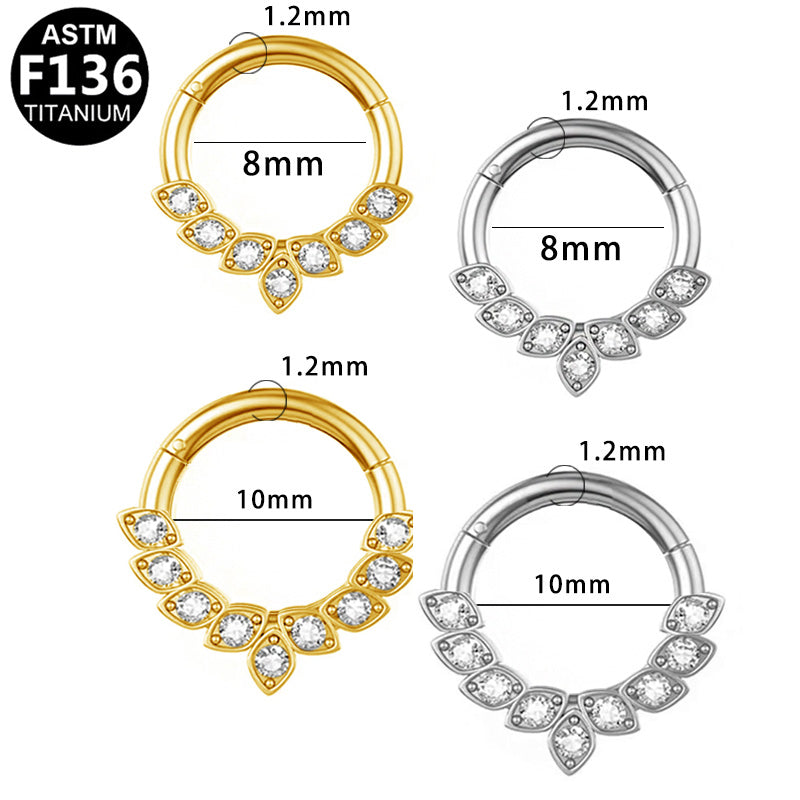 ASTM F136 Titanium 16G Segment Clicker CZ Hypoallergenic Piercing Jewelry