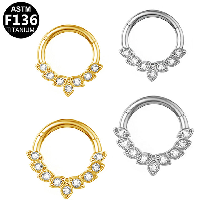 ASTM F136 Titanium 16G Segment Clicker CZ Hypoallergenic Piercing Jewelry
