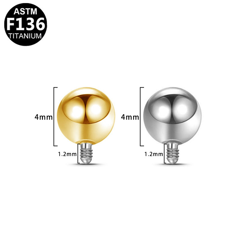 ASTM F136 Titanium Top Part Internal Threaded Ball Hypoallergenic Piercing Jewelry