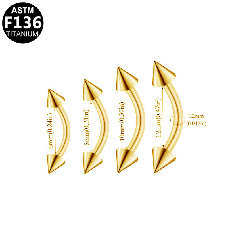 ASTM F136 Titanium 16G Spike Internal Thread Eyebrow Ring Hypoallergenic Piercing Jewelry