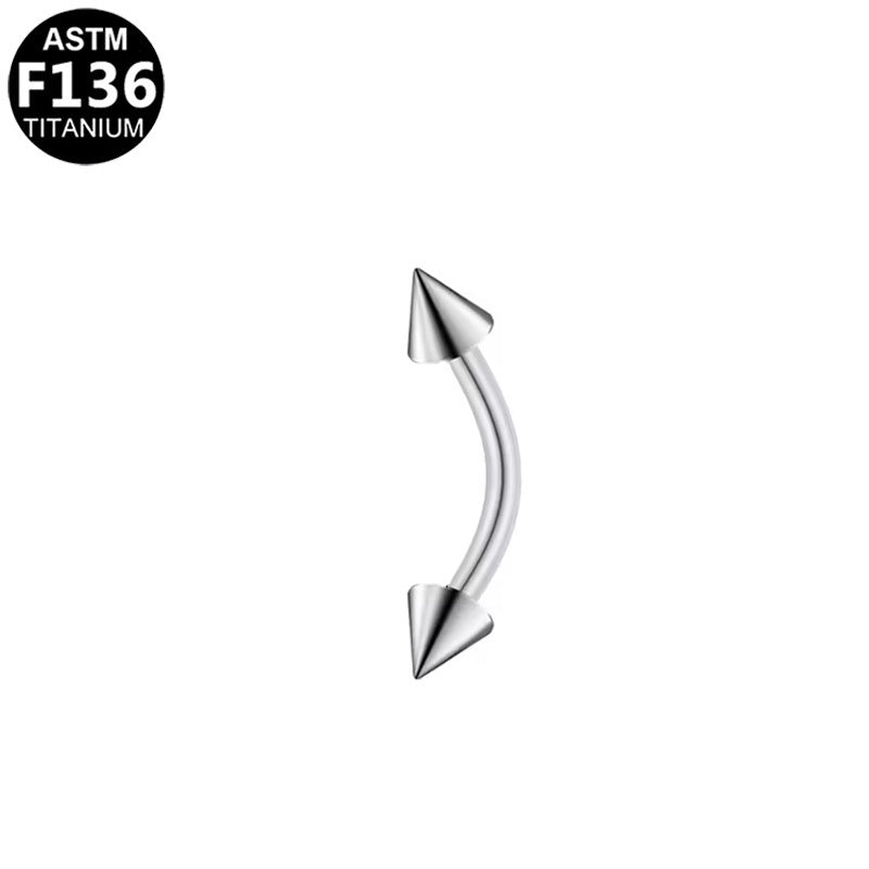 ASTM F136 Titanium 16G Spike Internal Thread Eyebrow Ring Hypoallergenic Piercing Jewelry