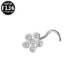ASTM F136 Titanium 20G Flower Screw Nose Studs with CZ Hypoallergenic Implant Grade