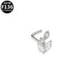 ASTM F136 Titanium 20G L-Shaped Leaf Shape Nose Stud CZ Implant Grade Piercing Jewelry