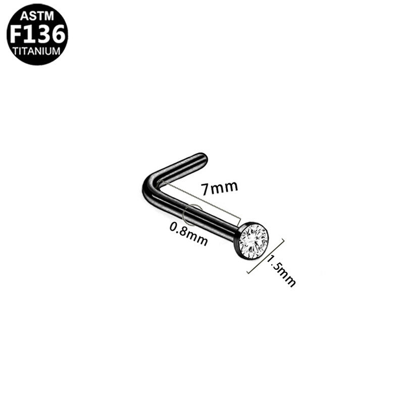 ASTM F136 Titanium 20G L-shaped Nose Stud CZ Tiny Hypoallergenic Piercing Jewelry